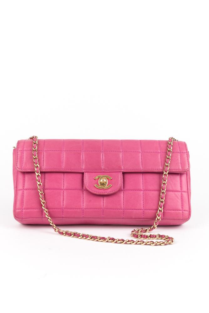 Chanel Pink East West Chocolate Bar Flap Bag