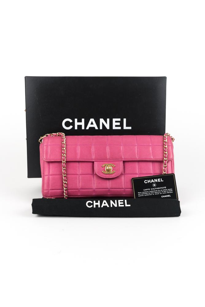Chanel - Pink East West Chocolate Bar Flap Bag