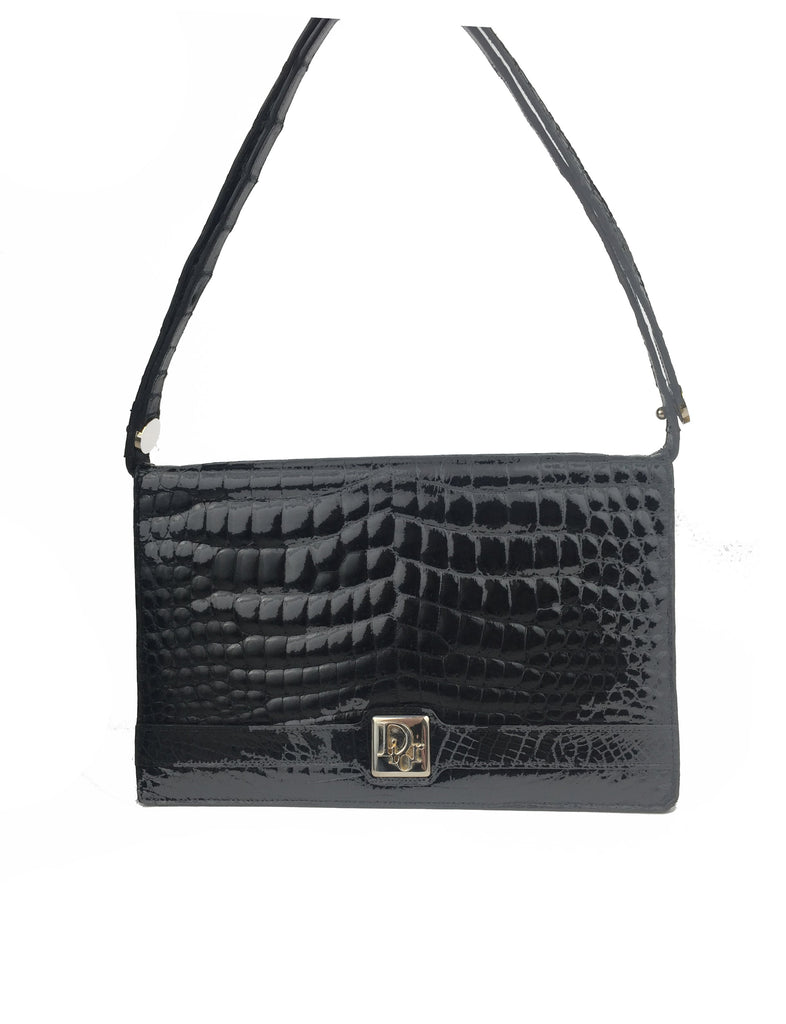 Dior - black crocodile vintage bag
