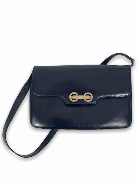 GUCCI Bag. Gucci Vintage Navy Blue Leather Shoulder / Shoulder